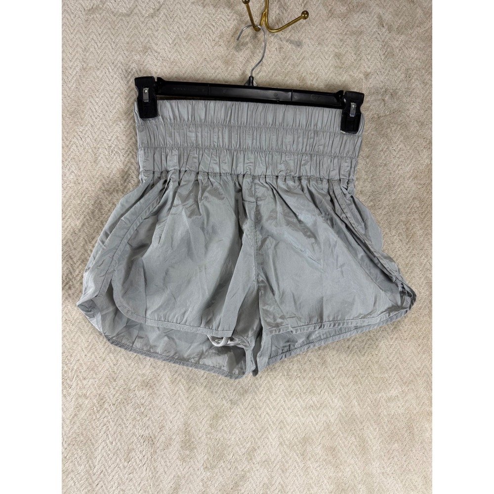 Free People Movement The Way Home Shorts Grey High Waist Smocked Athletic Medium